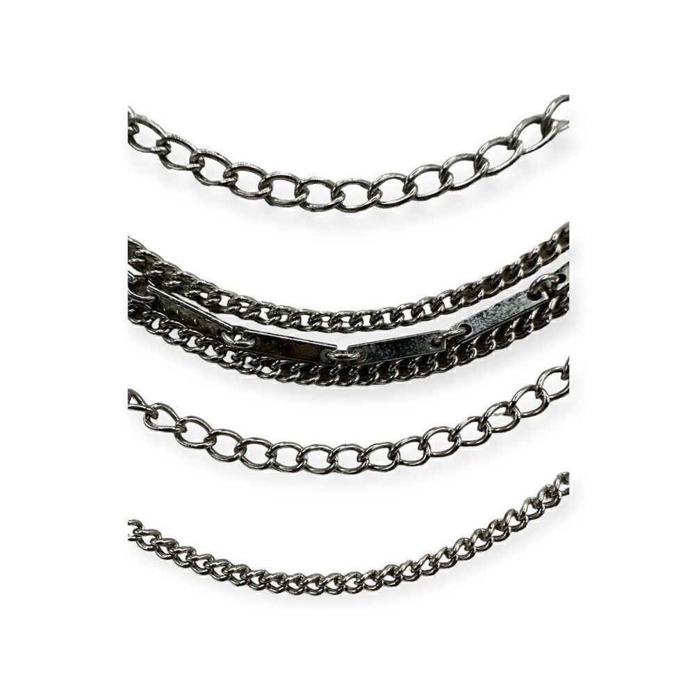 Vintage silver-toned multi strand necklace 12 inches long - Picture 4 of 13